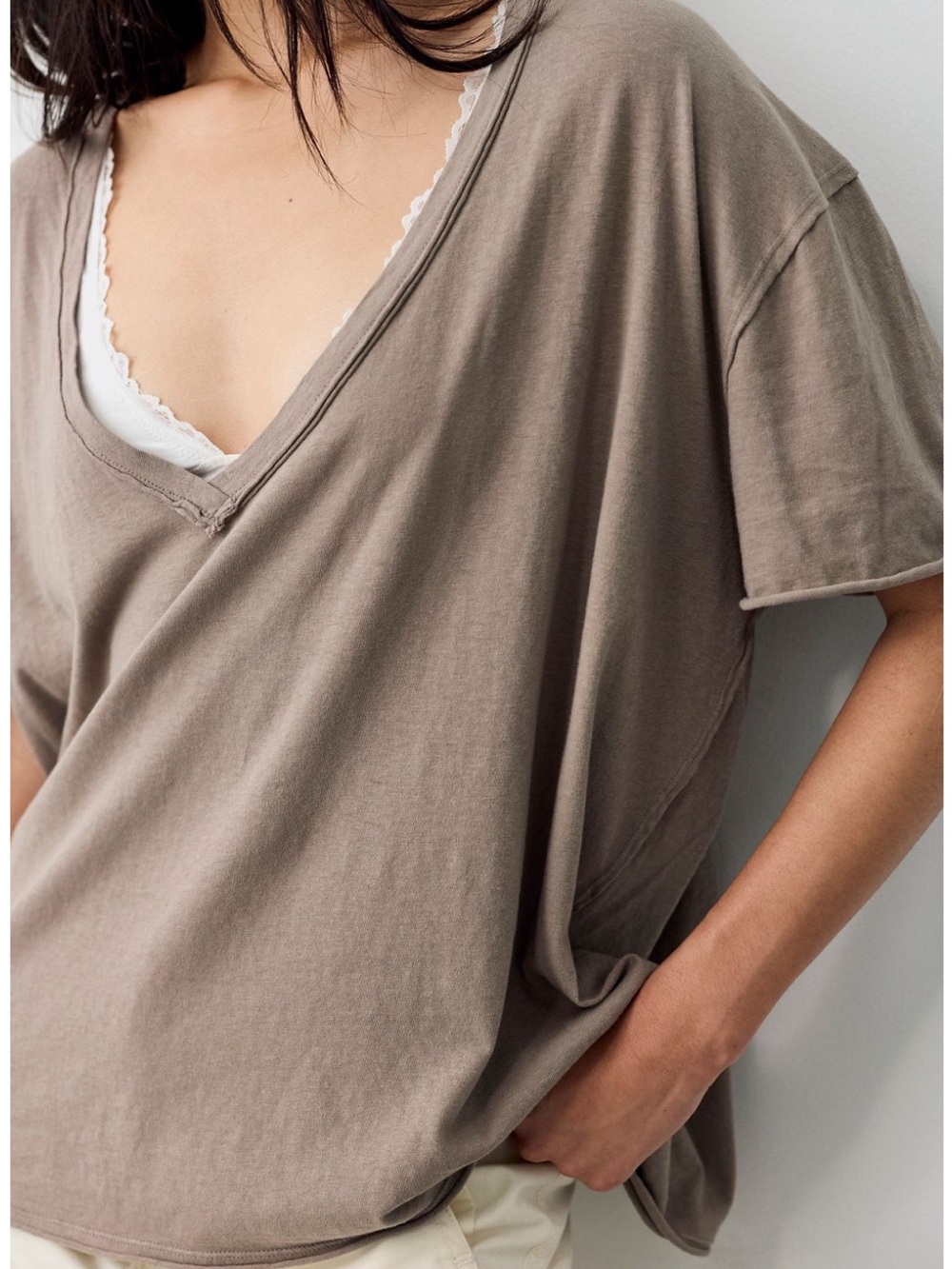 We The Free nova gray Top with Cream Label